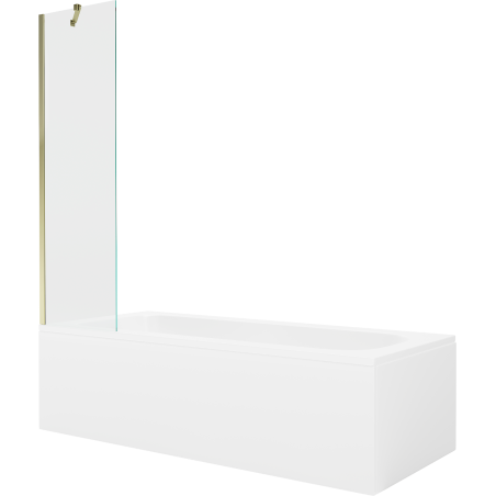 Mexen Vega stačiakampė vonia 170 x 70 cm su apdaila ir 1-durų užuolaida 50 cm, skaidri, auksinė - 550117070X9505000050