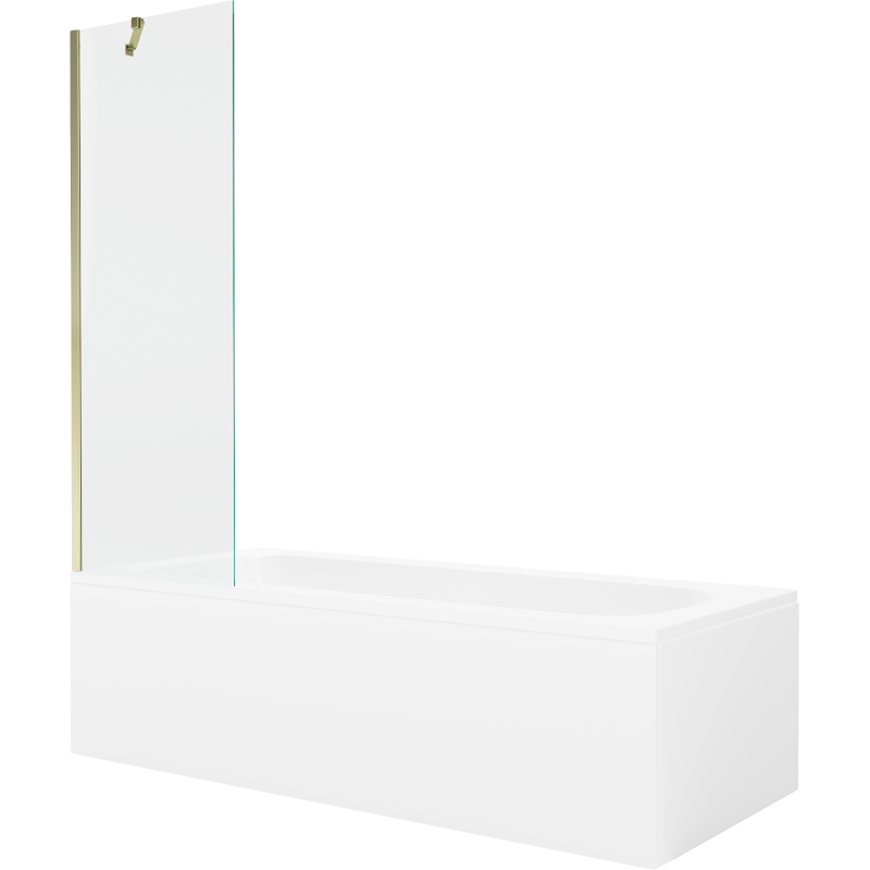 Mexen Vega stačiakampė vonia 150 x 70 cm su apdaila ir vieno segmento pertvara 60 cm, permatoma, auksinė - 550115070X9506000050