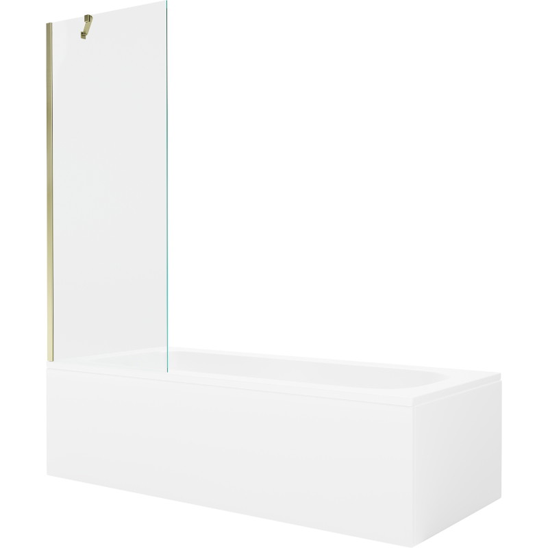 Mexen Vega stačiakampė vonia 160 x 70 cm su apdaila ir 1 durų ekranu 70 cm, skaidrus, auksinis - 550116070X9507000050