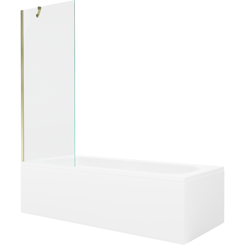 Mexen Vega stačiakampė vonia 180 x 80 cm su apdaila ir 1-durų pertvaru 70 cm, skaidrus, auksinis - 550118080X9507000050