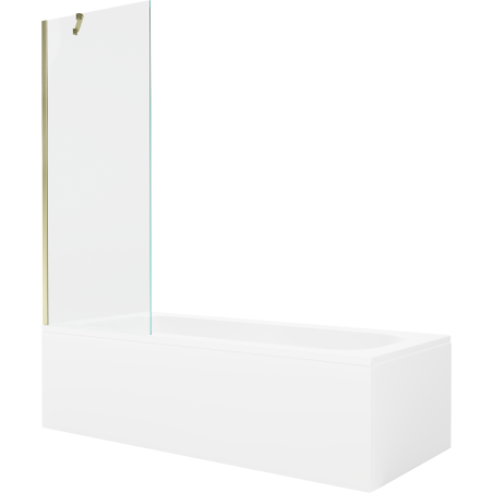 Mexen Vega stačiakampė vonia 180 x 80 cm su apdaila ir 1-durų pertvaru 70 cm, skaidrus, auksinis - 550118080X9507000050