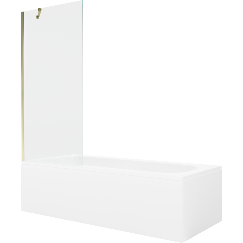 Mexen Vega stačiakampė vonia 170 x 70 cm su danga ir 1-durų ekranu 80 cm, skaidri, auksinė - 550117070X9508000050