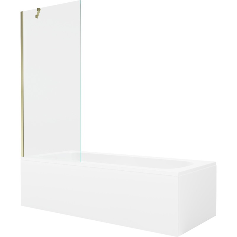 Mexen Vega Stačiakampė vonia 160 x 70 cm su apdaila ir 1-durio 80 cm sienele, permatomas, auksinis - 550116070X9508000050