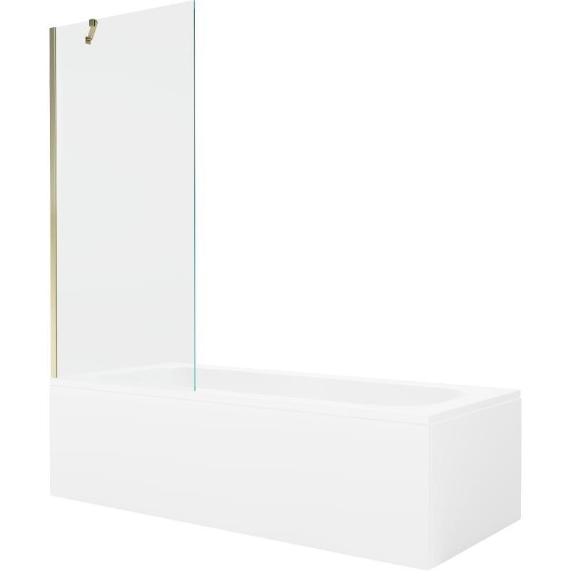 Mexen Vega stačiakampė vonia 180 x 80 cm su apdaila ir vienos dalies 80 cm ekranu, permatoma, auksinė - 550118080X9508000050