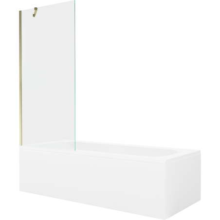 Mexen Vega stačiakampė vonia 180 x 80 cm su apdaila ir vienos dalies 80 cm ekranu, permatoma, auksinė - 550118080X9508000050