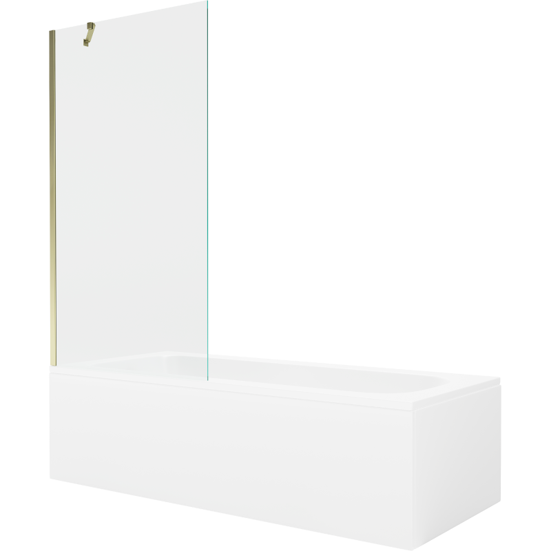 Mexen Vega stačiakampė vonia 150 x 70 cm su apdaila ir vienos dalies 90 cm pertvara, skaidri, auksinė - 550115070X9509000050