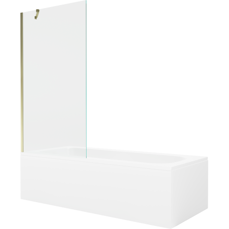 Mexen Vega stačiakampė vonia 150 x 70 cm su apdaila ir vienos dalies 90 cm pertvara, skaidri, auksinė - 550115070X9509000050