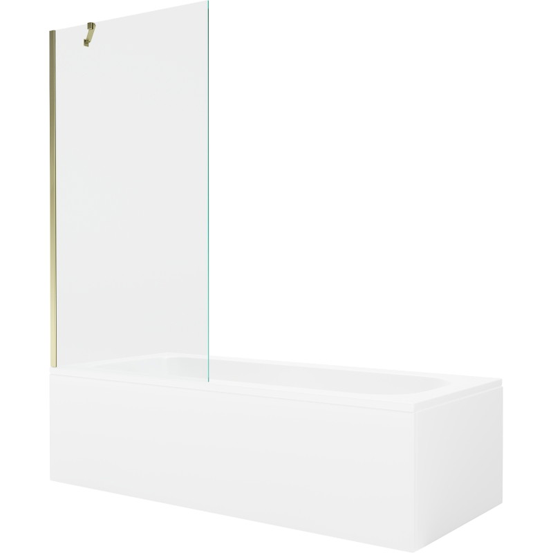 Mexen Vega stačiakampė vonia 170 x 70 cm su apdaila ir 1-duris širmeliu 90 cm, skaidri, auksinė - 550117070X9509000050