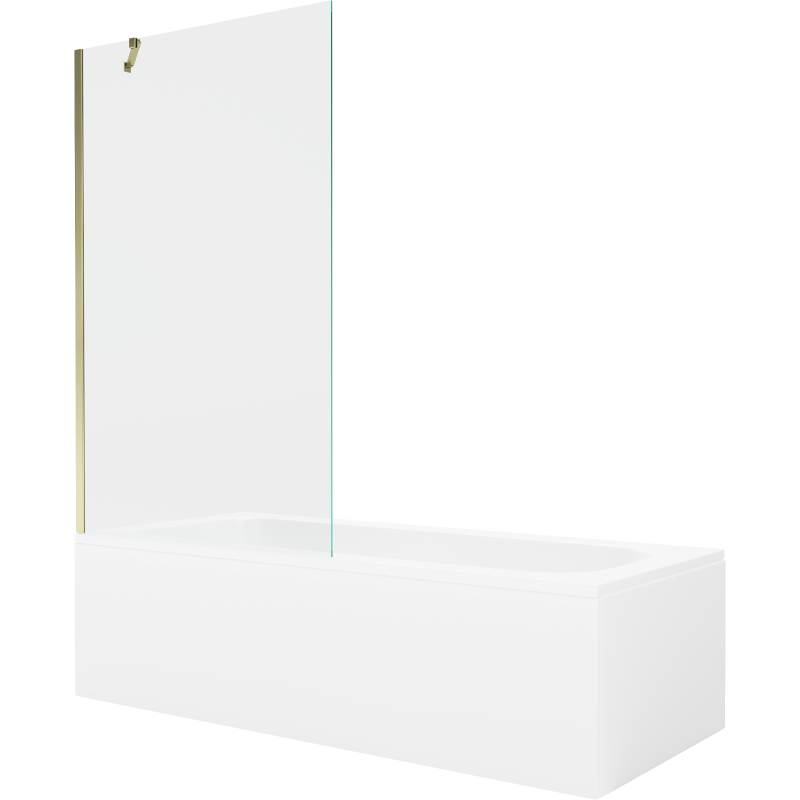 Mexen Vega stačiakampė vonia 180 x 80 cm su apdaila ir 1-durų širma, 100 cm, skaidri, auksinė - 550118080X9510000050