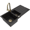 Mexen Andres 1,5 dalių granitinė plautuvė su nusausinimo vieta ir virtuviniu maišytuvu Elia, juoda - 6515-77-670101-50