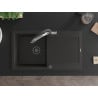 Mexen Leo granitinė vienos sekcijos plautuvė su nusausintuvu ir Duo virtuviniu maišytuvu, juodas/auksinis metalikas