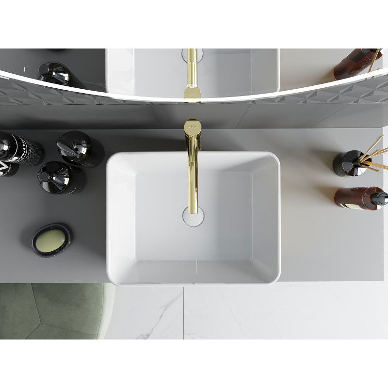 Mexen Catia ant stalviršiaus pastatomas praustuvas 48 x 38 cm, baltas/auksinis žvynų raštas - 21314808