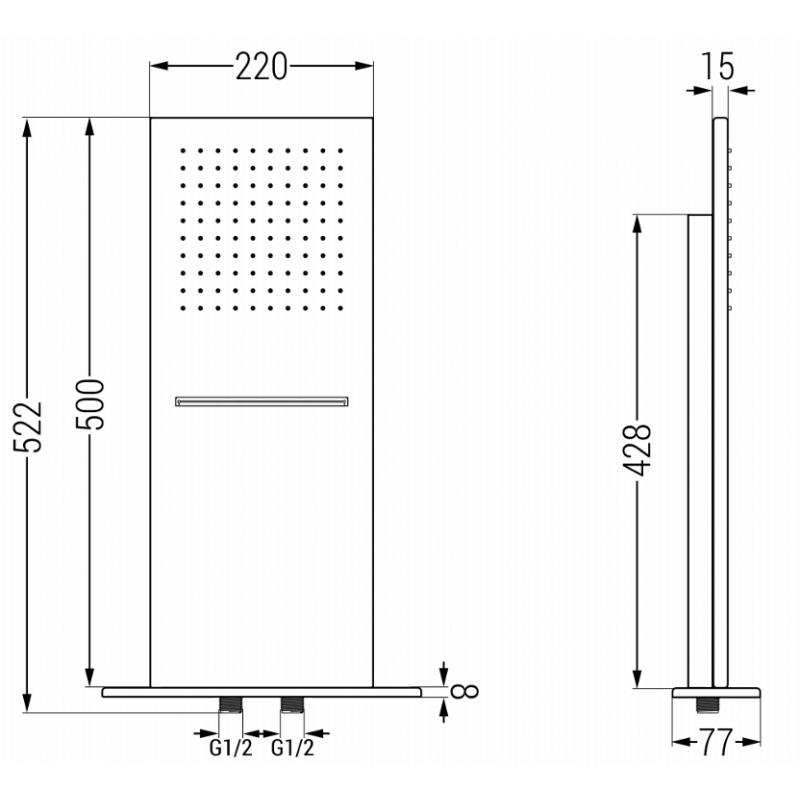 Mexen Waterfall lietaus dušo galvutė slim 50 x 22 cm, rožinis auksas - 79190-60