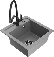 Mexen Vito granito plautuvė su vienu dubeniu ir Duo virtuviniu maišytuvu, pilka - 6503-71-671701-70-B