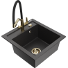 Mexen Vito granitinė vienos kameros plautuvė su Duo virtuviniu maišytuvu, juoda taškuota - 6503-76-671701-57-G