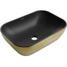 Mexen Rita stalviršinis praustuvas 45 x 32 cm, juodas matinis/auksinis žvynų raštas - 21084578