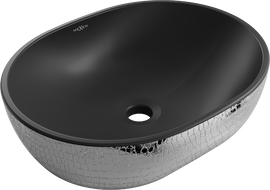 Mexen Viki stalviršio praustuvas 48 x 35 cm, juodas matinis/sidabrinė žvynų struktūra - 21054872