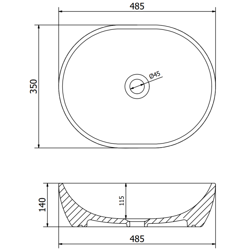 Mexen Viki stalviršio praustuvas 48 x 35 cm, juodas matinis/sidabrinė žvynų struktūra - 21054872