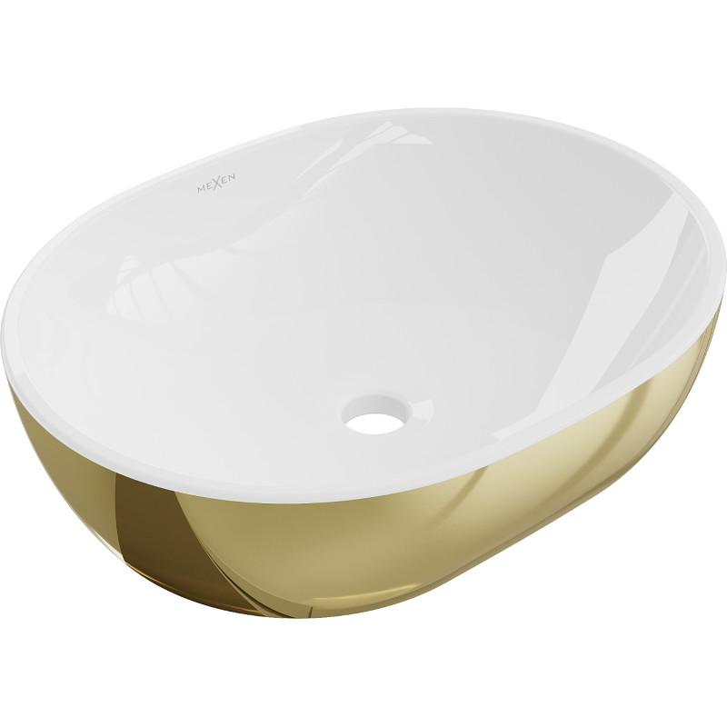 Mexen Viki stalviršinis praustuvas 48 x 35 cm, baltas/auksinis - 21054806