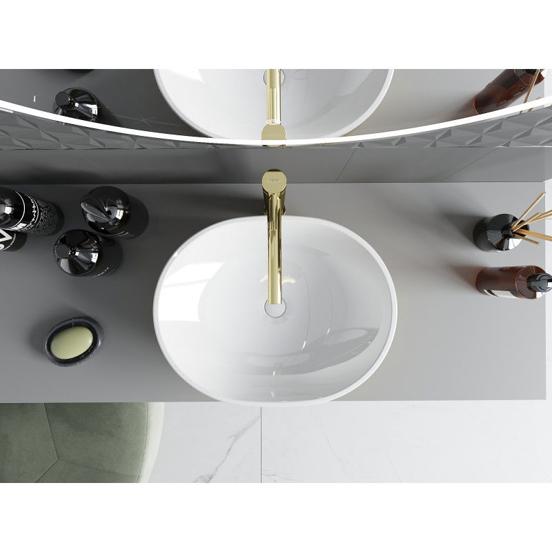 Mexen Viki praustuvas ant stalviršio 48 x 35 cm, baltas/auksinis - 21054806