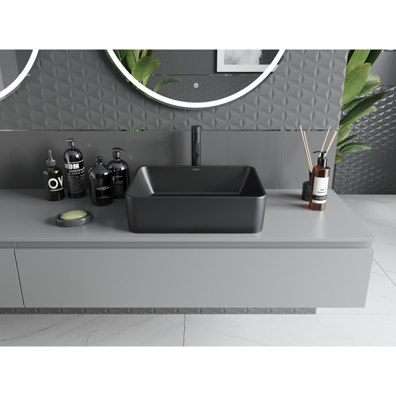 Mexen Catia praustuvas ant stalviršio 48 x 37 cm, juodas matinis - 21314885