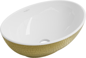 Mexen Elza stalviršio praustuvas 40 x 33 cm, baltas/auksinis žvynų raštas - 21014008