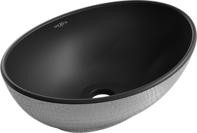 Mexen Elza ant stalviršio montuojamas praustuvas 40 x 33 cm, juodas matinis/sidabrinis žvynų raštas - 21014022