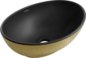 Mexen Elza antstalginis praustuvas 40 x 33 cm, juodas matinis/auksinis žvynų raštas - 21014028