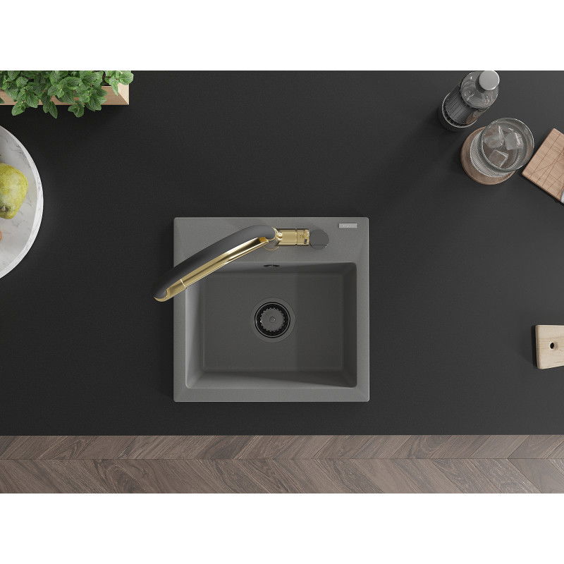 Mexen Milo granito plautuvė 1-dubens su maišytuvu Duo, pilka - 6505-71-671701-57-B