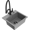 Mexen Milo vienos sekcijos granito virtuvės kriauklė su maišytuvu Duo, pilka - 6505-71-671701-70-B