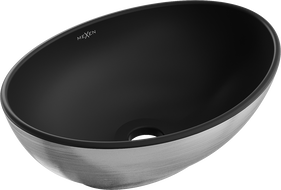 Mexen Elza stalviršio kriauklė 40 x 33 cm, juoda matinė/sidabrinis linijų raštas - 21014023