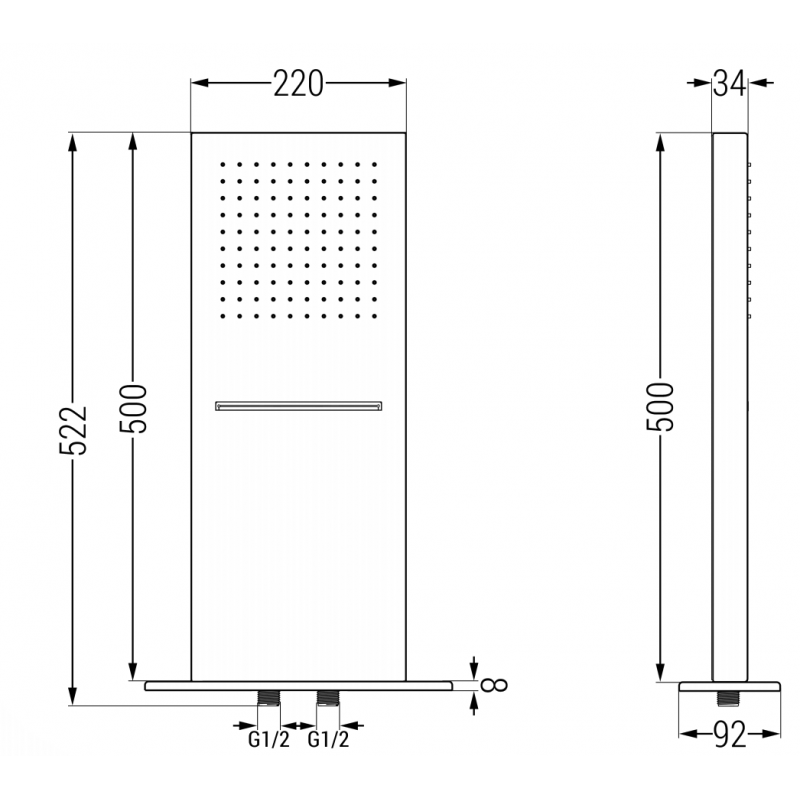 Mexen Waterfall lietaus dušo sistema 50 x 22 cm, juoda- 79195-70