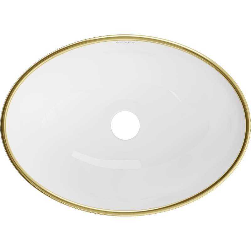 Mexen Elza stalviršinis praustuvas 40 x 33 cm, baltas/auksinis kraštas - 21014005