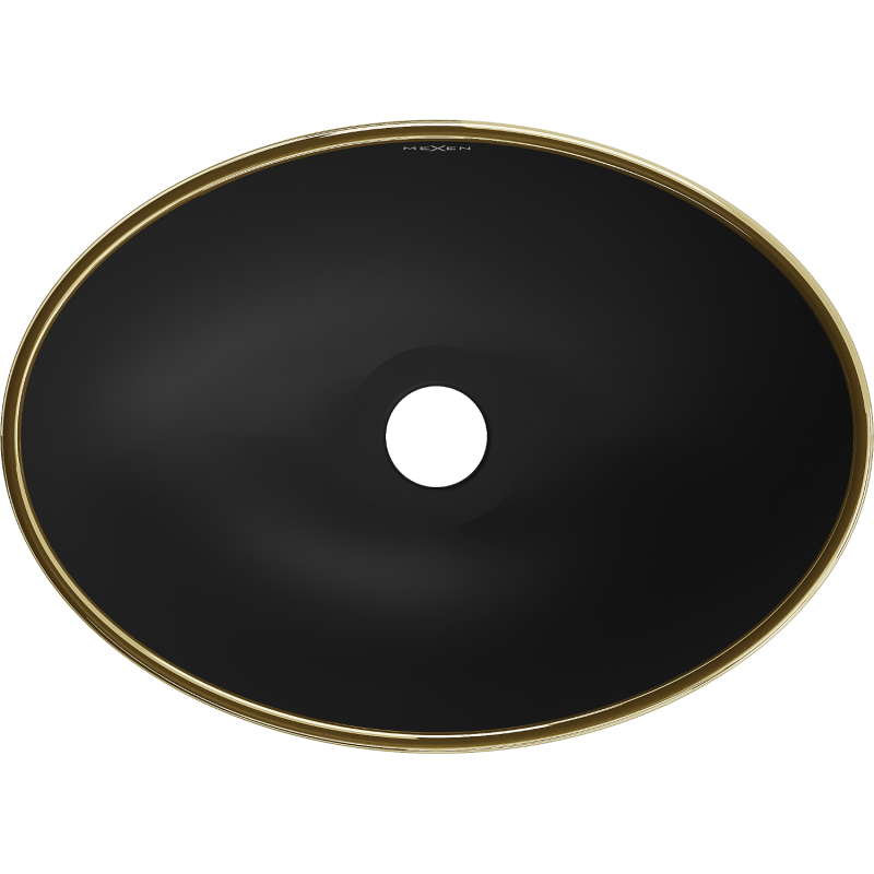 Mexen Elza stalviršio kriauklė 40 x 33 cm, juoda matinė / auksinis kraštas - 21014025