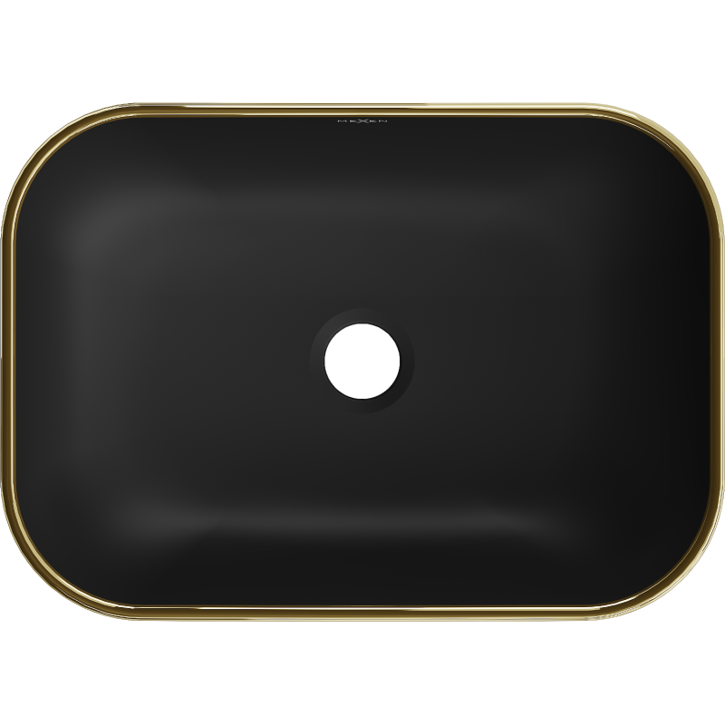 Mexen Rita antstalginė praustuvas 45 x 32 cm, juoda matinė/auksinis kraštas - 21084575