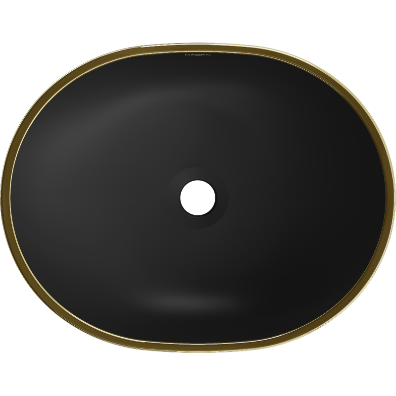 Mexen Viki praustuvė ant stalviršio 48 x 35 cm, juoda matinė/auksinis kraštas - 21054875