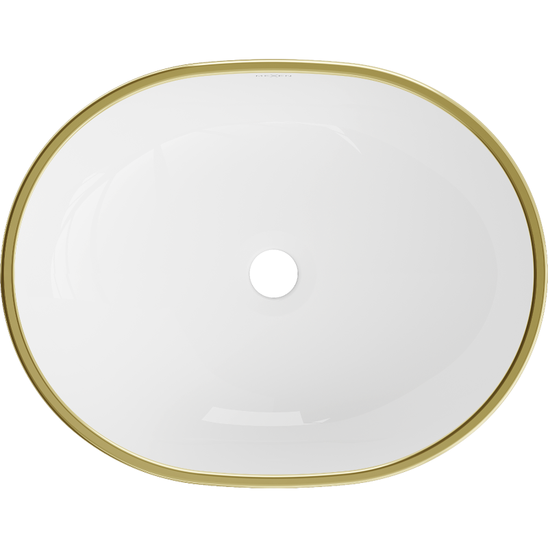 Mexen Viki kriauklė ant stalviršio 48 x 35 cm, balta/auksinė kraštelė - 21054805