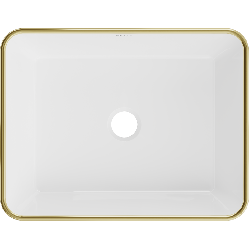 Mexen Catia stalviršinis praustuvas 48 x 37 cm, baltas/auksinis kraštas - 21314805