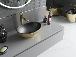 Mexen Elza antstalginis praustuvas 40 x 33 cm, juodas matinis/auksinis žvynų raštas - 21014028