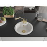 Mexen Diego 1-jų kolonų granito kriauklė su virtuvės maišytuvu Duo, balta - 6512-20-671701-57-G