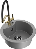 Mexen Diego vienos kameros granito plautuvė su Duo virtuvės maišytuvu, pilka - 6512-71-671701-57-B