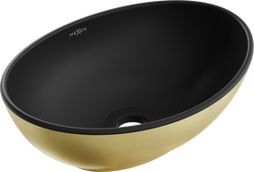 Mexen Elza stalviršio praustuvas 40 x 33 cm, juodas matinis/auksinis - 21014026