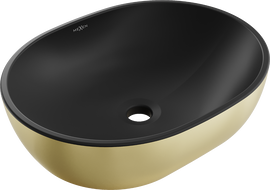 Mexen Viki praustuvas ant stalviršio 48 x 35 cm, juodas matinis/auksinis - 21054876