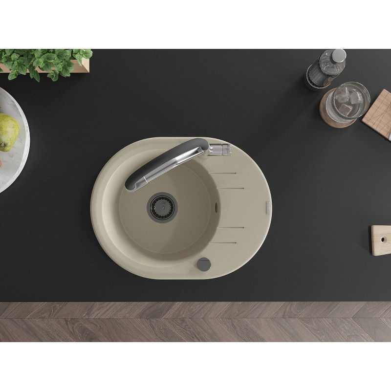 Mexen Kevin granito kriauklė, vienos kameros su virtuviniu maišytuvu Duo, smėlinė - 6517-69-671701-07-B