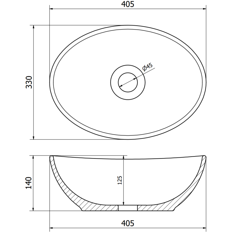 Mexen Elza stalviršio praustuvas 40 x 33 cm, balta/auksinė raštas langeliais - 21014009