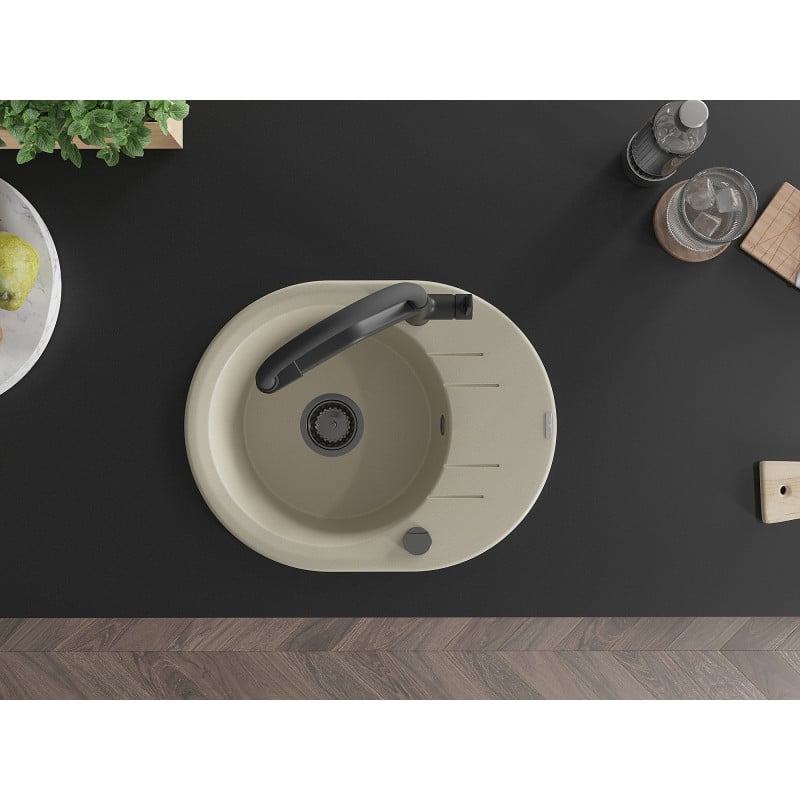 Mexen Kevin granitinė vienos sekcijos plautuvė su Duo virtuvės baterija, smėlio spalvos - 6517-69-671701-70-B