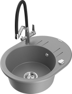 Mexen Kevin granitinis vienos dalies virtuvės plautuvas su maišytuvu Duo, pilkas - 6517-71-671701-07