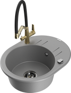 Mexen Kevin granitinis kriauklė 1 kamerų su Duo virtuvės maišytuvu, pilka - 6517-71-671701-57-B