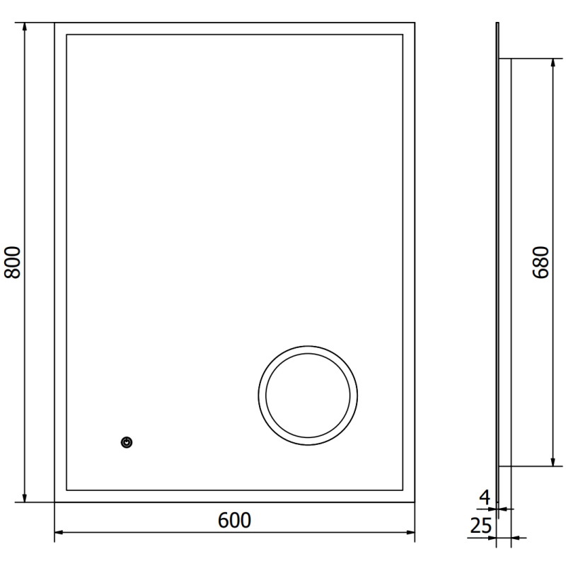 Mexen Kala apšviestas vonios veidrodis su kosmetiniu veidrodėliu 60 x 80 cm, LED 6000K, nuo rasos - 9820-060-080-611-00