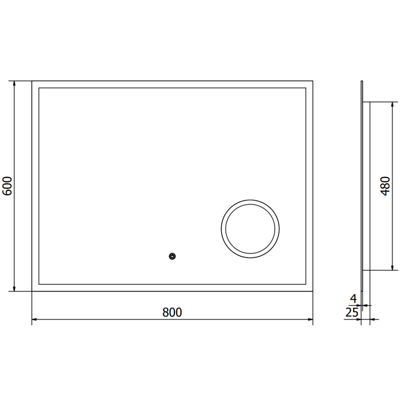 Mexen Kala apšviestas vonios veidrodis su kosmetiniu veidrodžiu 80 x 60 cm, LED 6000K, antifog - 9820-080-060-611-00
